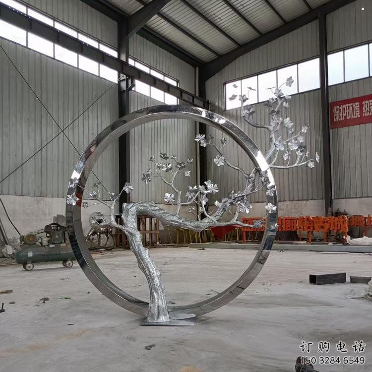 梅花樹雕塑承接，街頭藝術，不銹鋼梅花樹雕塑觀賞型