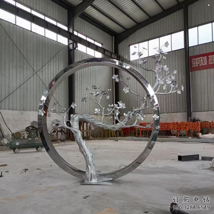 梅花樹雕塑加工，美陳雕塑，不銹鋼梅花樹雕塑生產商