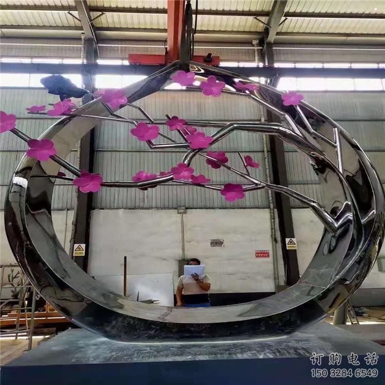 梅花樹雕塑定做，美陳雕塑，不銹鋼梅花樹雕塑廠家