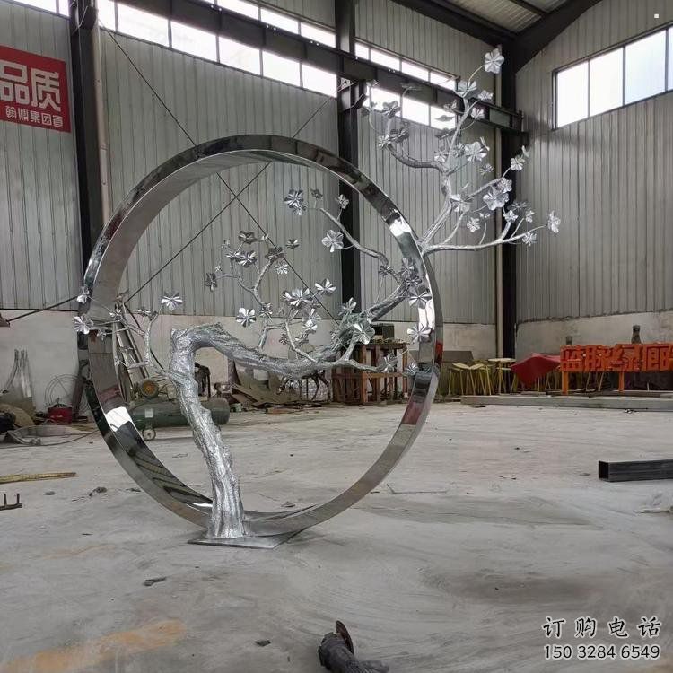 梅花樹雕塑制造商，戶外擺放，不銹鋼梅花樹雕塑供應(yīng)