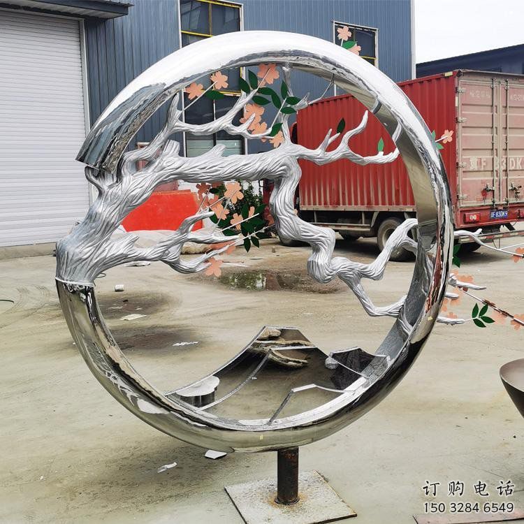 梅花樹雕塑制作，公園小品，不銹鋼梅花樹雕塑訂做