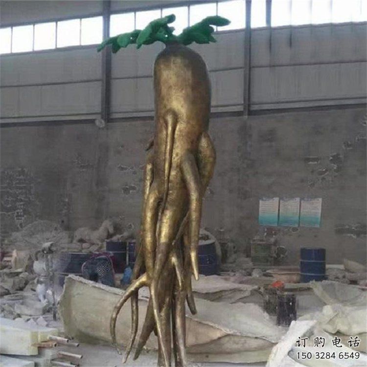 人參雕塑制作，圓雕系列，景觀人參樹雕塑展品