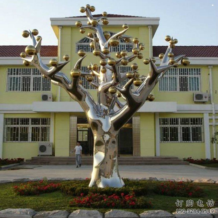 樹干雕塑供需，室外軟裝，藝術不銹鋼樹干雕塑指用