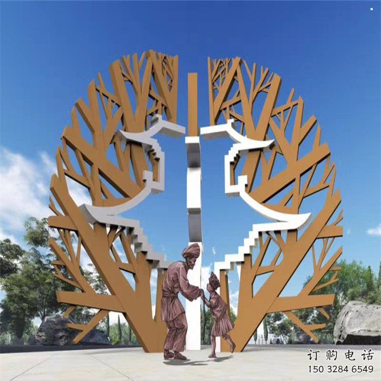 樹干雕塑制作，室外軟裝，歐式不銹鋼樹干雕塑承接