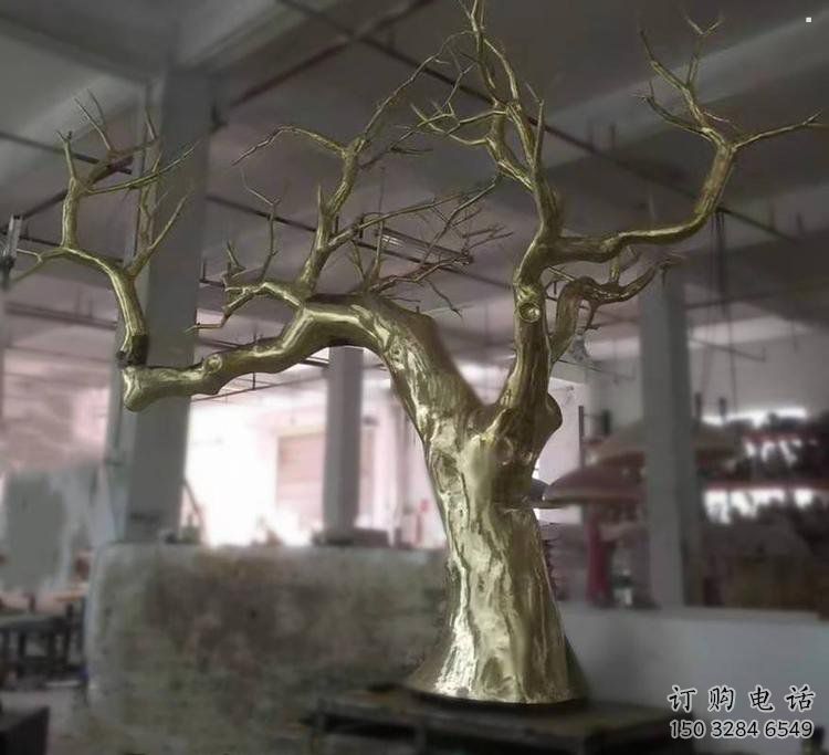 松樹雕塑定制，街頭雕塑，不銹鋼松樹雕塑制作