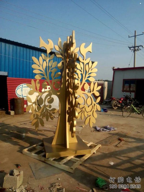 發(fā)財(cái)樹(shù)雕塑廠家，市標(biāo)雕塑，不銹鋼發(fā)財(cái)樹(shù)雕塑定制