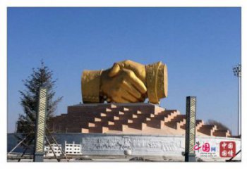 握手雕塑訂做，彩鋼制作，不銹鋼握手雕塑訂做廠家
