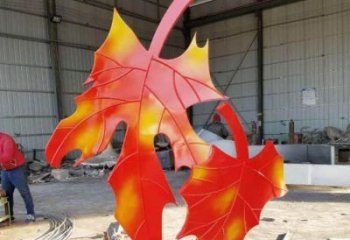 彩繪楓葉雕塑通用，花園小品，不銹鋼烤漆楓葉雕塑優價