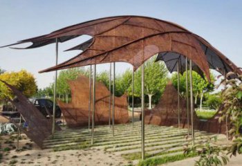 鏤空楓葉雕塑精選，露天雕塑，鐵藝楓葉雕塑訂做廠家