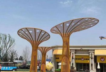 遮陽樹雕塑制作，村標概念，不銹鋼遮陽樹雕塑廠