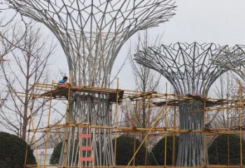 烤漆遮陽樹雕塑制造商，室外軟裝，鏤空遮陽樹雕塑制作