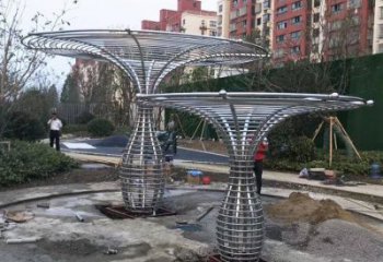 制造遮陽樹雕塑廠家，地標擺件，鏤空遮陽樹雕塑訂做