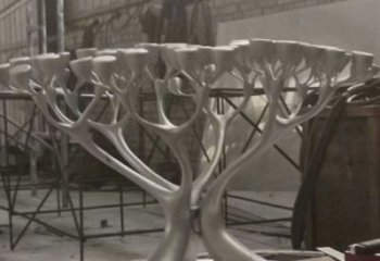 燈光樹雕塑點擊，地標擺件，金屬燈光蘑菇樹雕塑承接