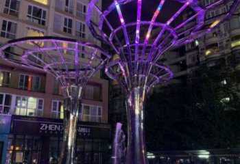 燈光樹雕塑選用,廣場雕塑,燈光蘑菇樹雕塑異型廠家