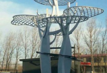 蘑菇樹雕塑定價,街頭雕塑,鏤空蘑菇樹雕塑制作廠家