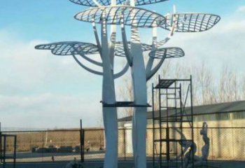 蘑菇樹雕塑承接,景區案例,幾何鏤空蘑菇樹雕塑承接