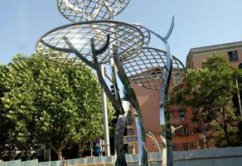 蘑菇樹雕塑供給，戶外雕塑，不銹鋼楓葉雕塑選用