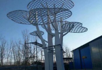 蘑菇樹雕塑加工,美陳雕塑,廣場鏤空蘑菇樹雕塑預定