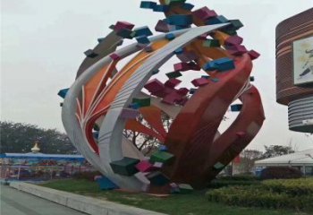 樹葉雕塑精選，市標雕塑，金屬烤漆樹葉雕塑廠家