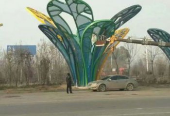 樹葉雕塑制造商，美陳雕塑，烤漆樹葉雕塑定制廠家