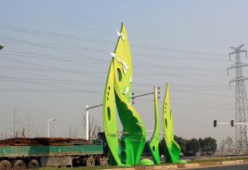 樹葉雕塑選用，建筑標識雕塑，烤漆樹葉雕塑廠家