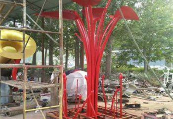 花樹雕塑定做，公園小品，烤漆不銹鋼花樹雕塑定價