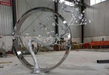 梅花樹雕塑制造商，戶外擺放，不銹鋼梅花樹雕塑供應