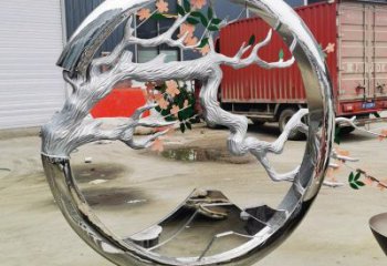 梅花樹雕塑制作，公園小品，不銹鋼梅花樹雕塑訂做