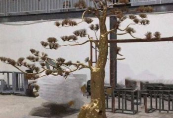 松樹雕塑廠家，村標(biāo)概念，不銹鋼松樹雕塑通用