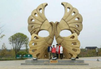 銀杏葉雕塑定制,露天雕塑,不銹鋼銀杏葉雕塑廠家