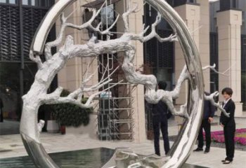 圓環(huán)樹雕塑定做，公園小品，不銹鋼圓環(huán)樹雕塑精選