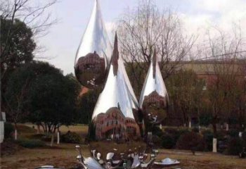 水滴雕塑供應(yīng)，花園小品，戶(hù)外不銹鋼水滴雕塑展品