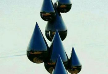 水滴雕塑承接，景區案例，公園鏡面水滴雕塑定制