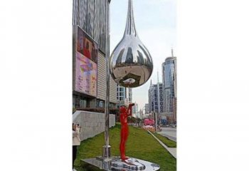 水滴雕塑專供，園林裝飾，不銹鋼鏡面水滴雕塑批發(fā)