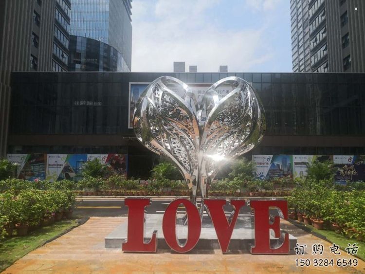 彩繪景觀love雕塑生產，景區案例，彩繪不銹鋼love雕塑優選