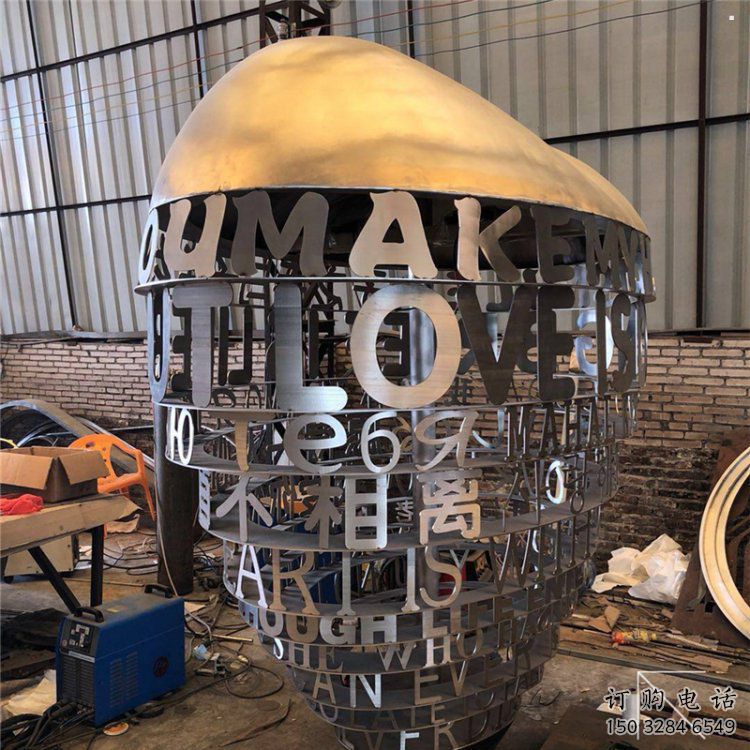 心形球雕塑精選，露天雕塑，歐式不銹鋼心形球雕塑訂做