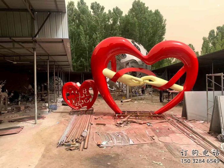 愛心雕塑供需，標(biāo)識雕塑，景觀烤漆愛心雕塑制造商