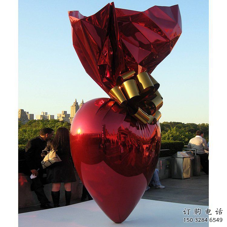 心形球雕塑供應，城區小品，烤漆心形球雕塑制造商
