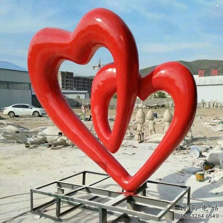 雙心雕塑優選，城市裝飾，展示不銹鋼雙心雕塑定做