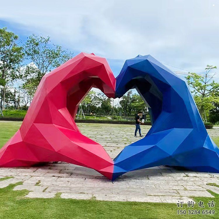 桃心雕塑供求，白鋼構件，彩色不銹鋼桃心雕塑觀賞型