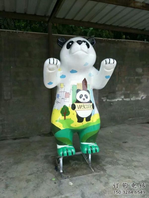 熊貓雕塑廠家，白鋼構件，別墅彩繪熊貓雕塑供求
