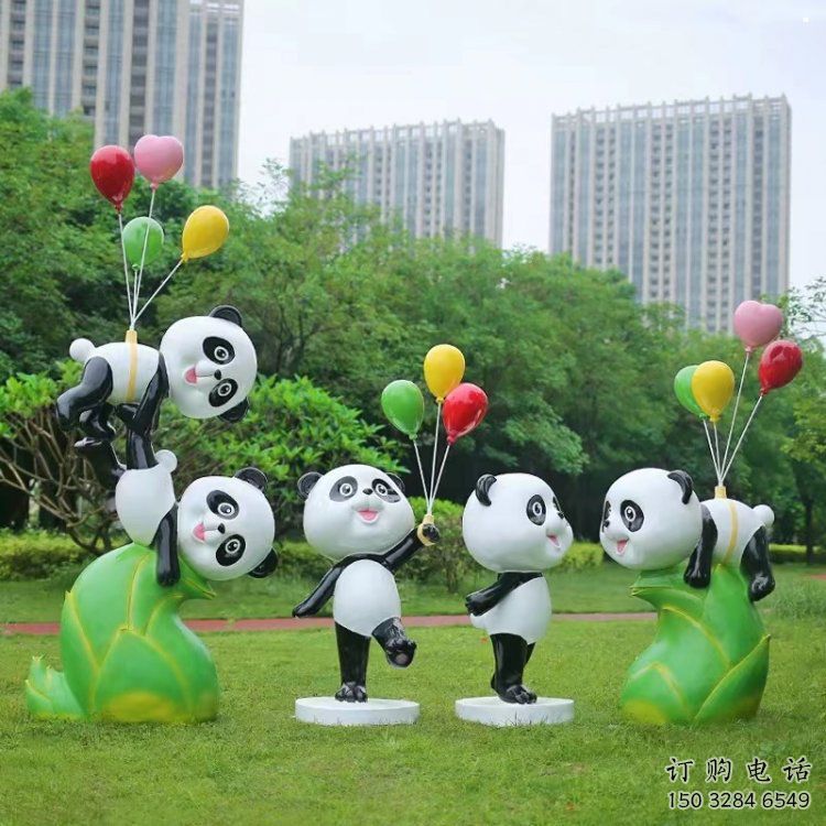 商業熊貓雕塑供應，城區小品，卡通熊貓雕塑制造商