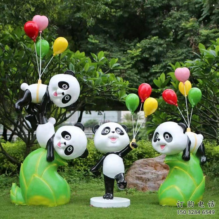 熊貓雕塑觀賞型，露天雕塑，卡通熊貓雕塑訂做廠家