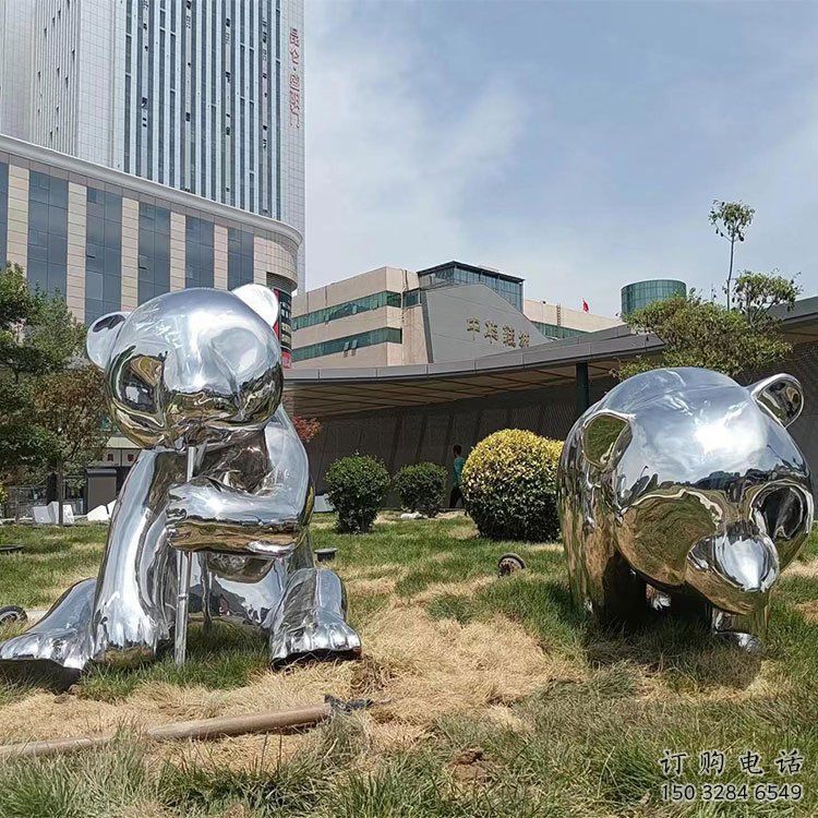 熊貓雕塑造型供需，廣場雕塑，不銹鋼熊貓雕塑選用
