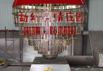 心形球雕塑供需，彩鋼制作，大型不銹鋼心形球雕塑公司