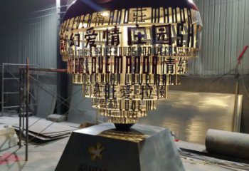 制造心形球雕塑定價，地標擺件，烤漆不銹鋼心形球雕塑精選