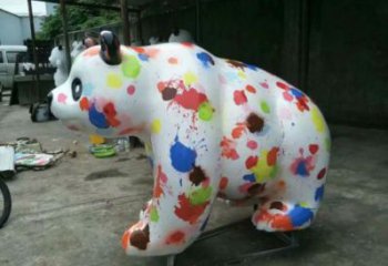彩繪熊貓雕塑定價，街頭雕塑，烤漆彩繪熊貓雕塑定價