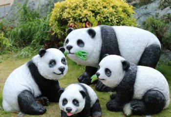 熊貓雕塑觀賞型，公園小品，仿真熊貓雕塑常用