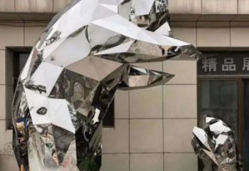 熊貓雕塑工程供應，景觀雕塑，幾何不銹鋼熊貓雕塑供求