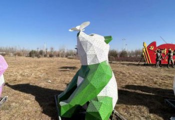 彩繪熊貓雕塑通用，花園小品，廣場切面熊貓雕塑優價